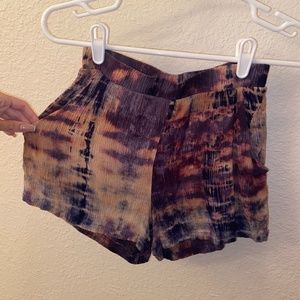 Purple & Gold Tie Dye flowy shorts/Posh Boutique